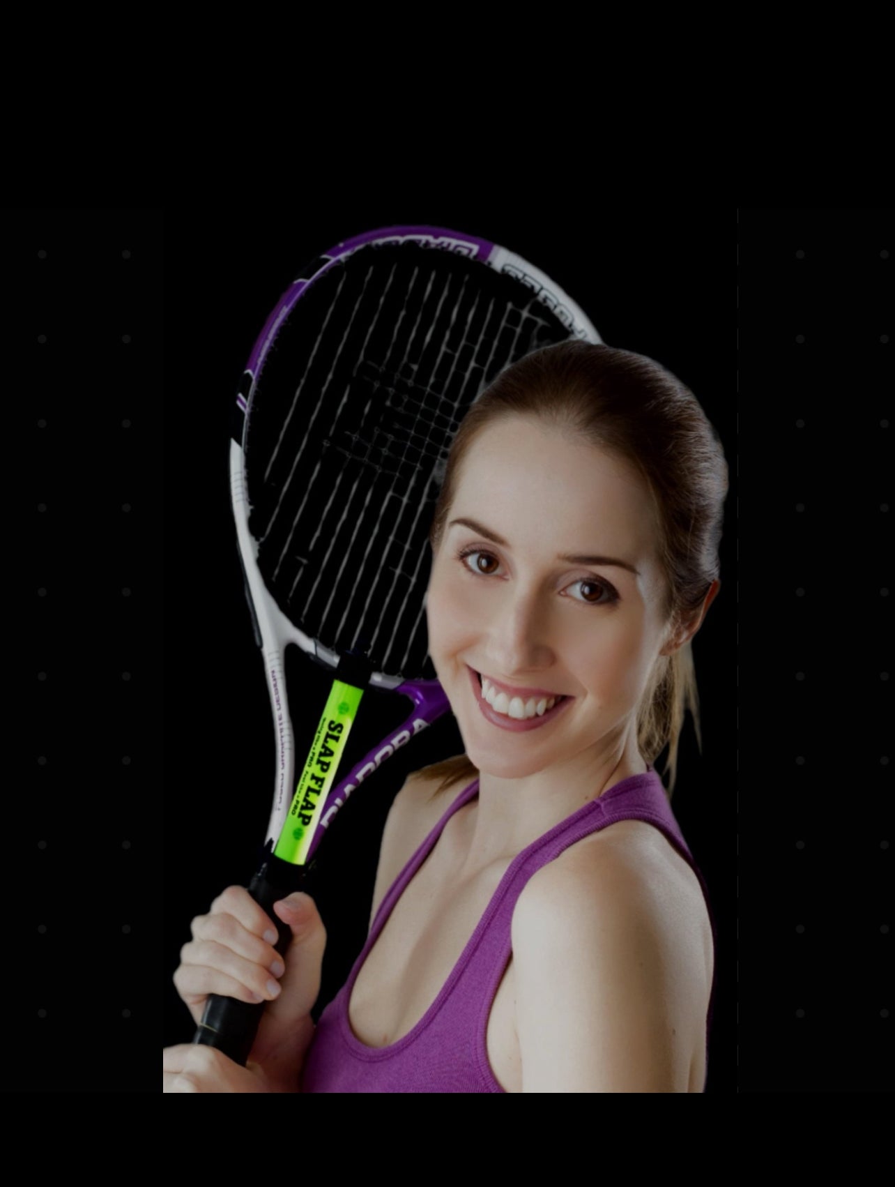 USTA Junior tennis player holding a racket with SLAP FLAP swing trainer attached for confidence and match preparation.